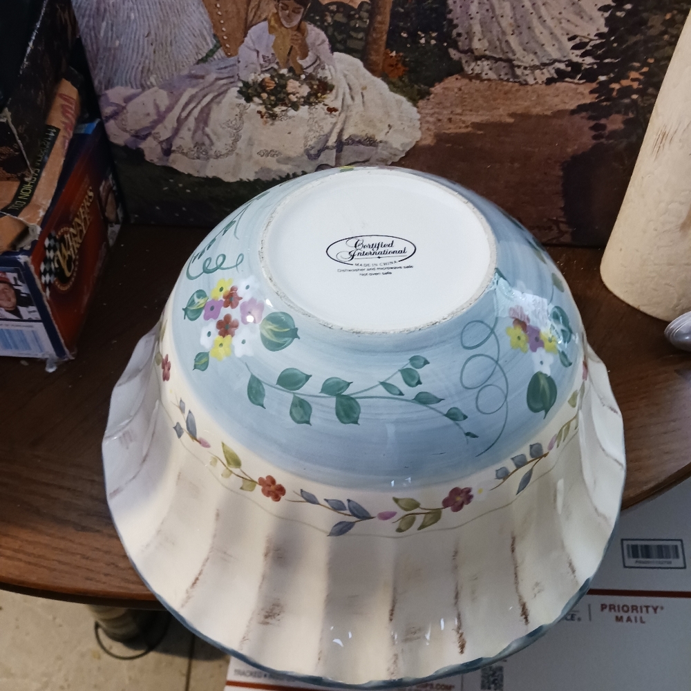 Certified International Floral Large 13"×7" Pasta Serving Bowl🍲A 🎁VINTAGE GEM. - Picture 14 of 16